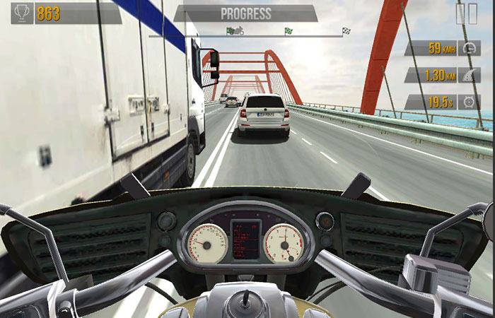 Giao diện chơi game Y8 đua xe Turbo Moto Racer